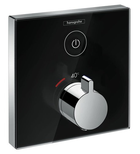 Thermostatmischer Hansgrohe ShowerSelect Glas für 1 Verbraucher, Ausführung schwarz-chrom - 15737600