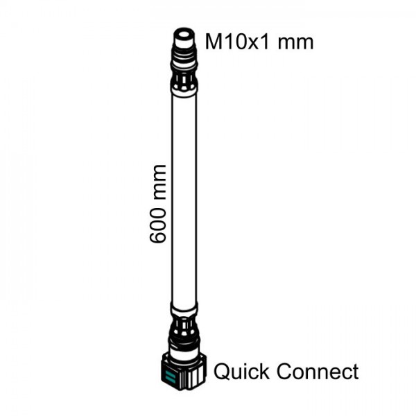 Hansgrohe 95561000 Ersatz-Schlauch M10x1 mm mit Quick Connect Anschluss, Länge 600 mm