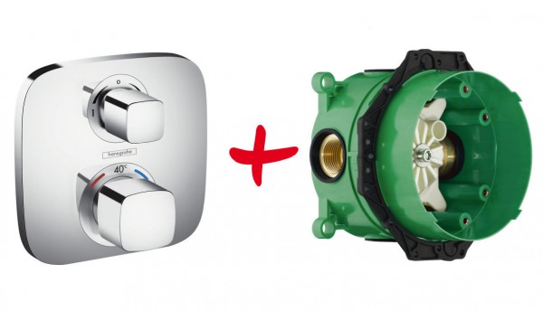 Thermostatmischer Hansgrohe Ecostat E für 2 Verbraucher mit UP-Körper - 15708000 - 01800180